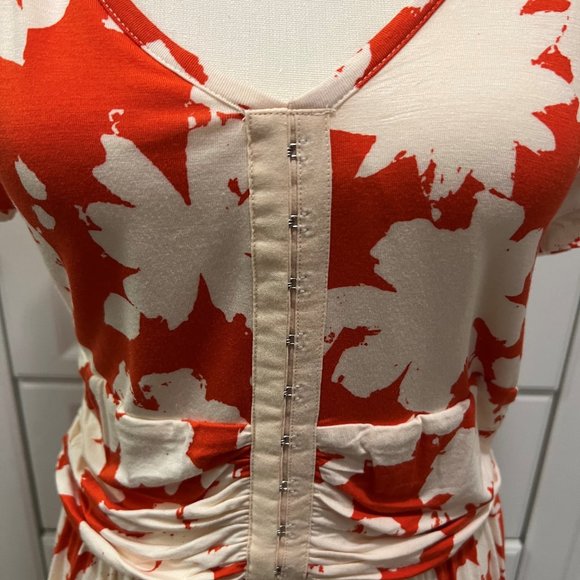 NWT Anthropologie Maeve Summer Breeze orange and white floral hook front dress - Picture 4 of 7